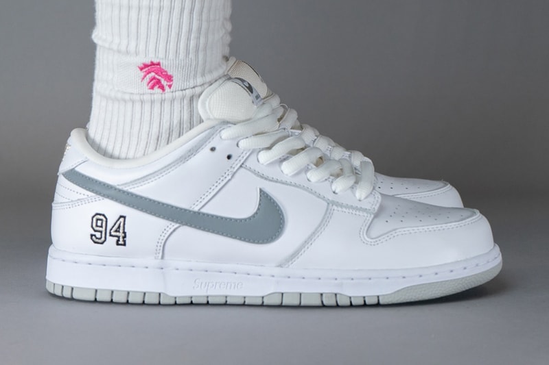 On-Foot Look at the Supreme x Nike SB Dunk Low “White”