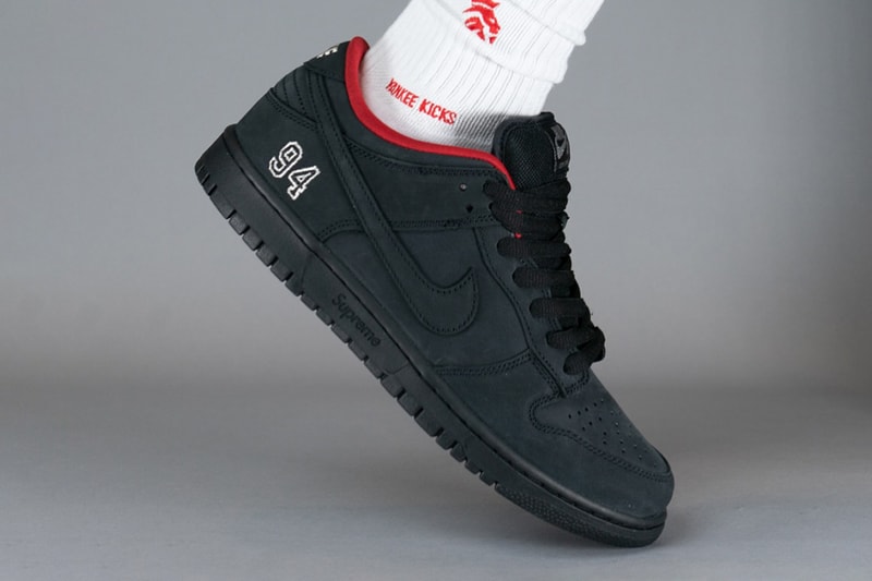On-Foot Look at the Supreme x Nike SB Dunk Low “Black”