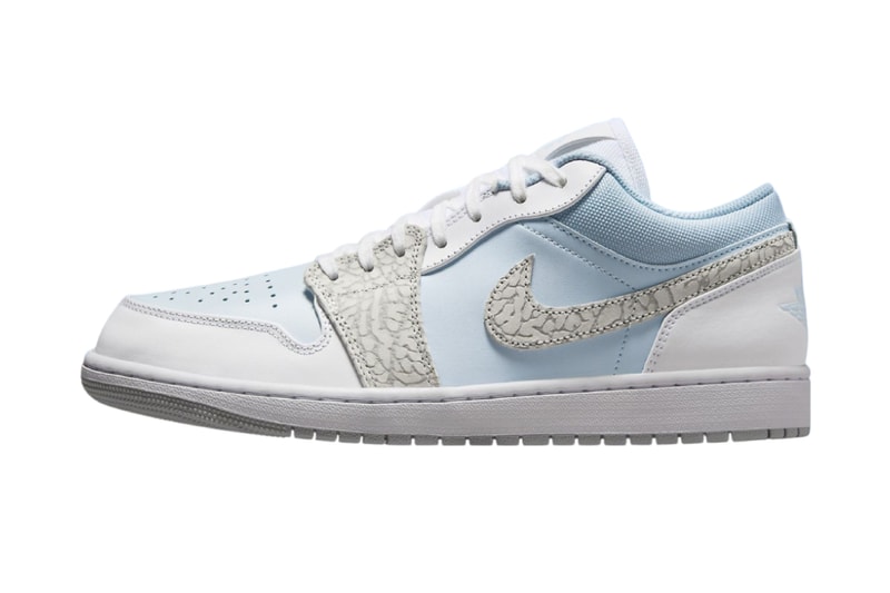 The Air Jordan 1 Low Surfaces in “Blue Tint” With Elephant Print Accents
