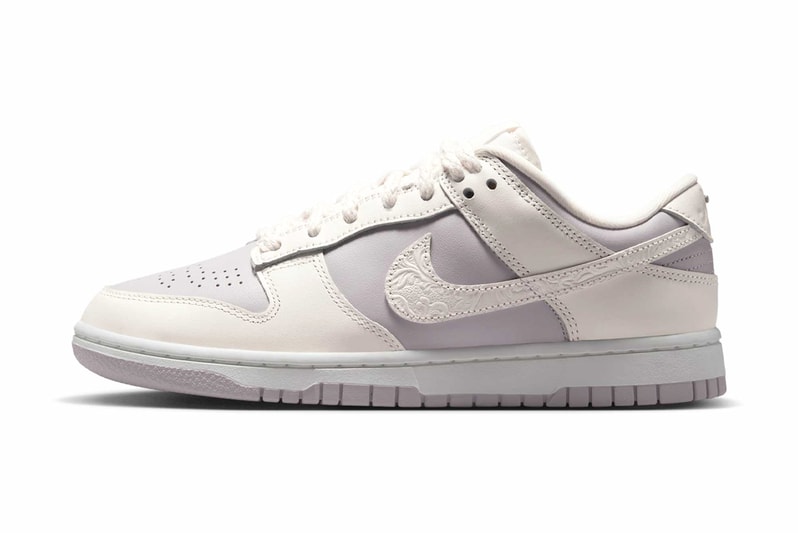 Nike Embosses Floral Detailing on the Dunk Low “Sail/Platinum Violet”